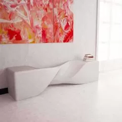 Modern Design Solid Surface Bench Bobby, Handcrafted In Italy
