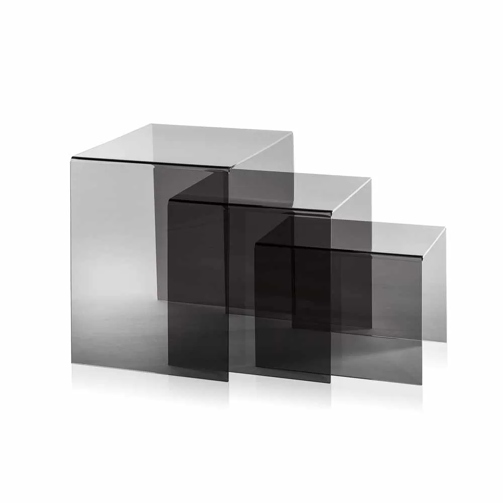 3 Stackable Coffee Table Made Of Fumé Plexiglass Amalia, Made In Italy - Image 2