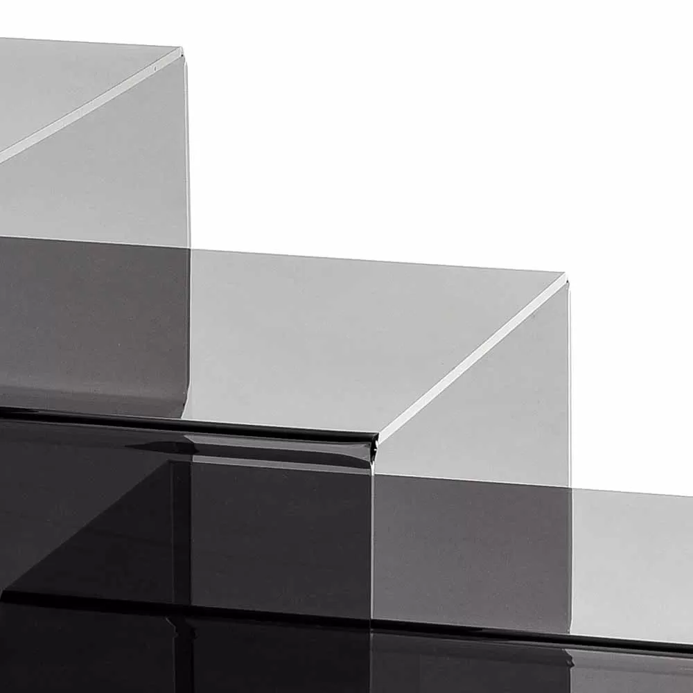 3 Stackable Coffee Table Made Of Fumé Plexiglass Amalia, Made In Italy - Image 3