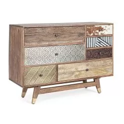 Ethnic Chest Of Drawers In Recycled Mango Wood And Acacia Homemotion - Auriel