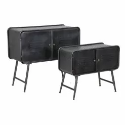 Pair Of Industrial Style Sideboards For Living Room Vintage Design In Iron - Cuna