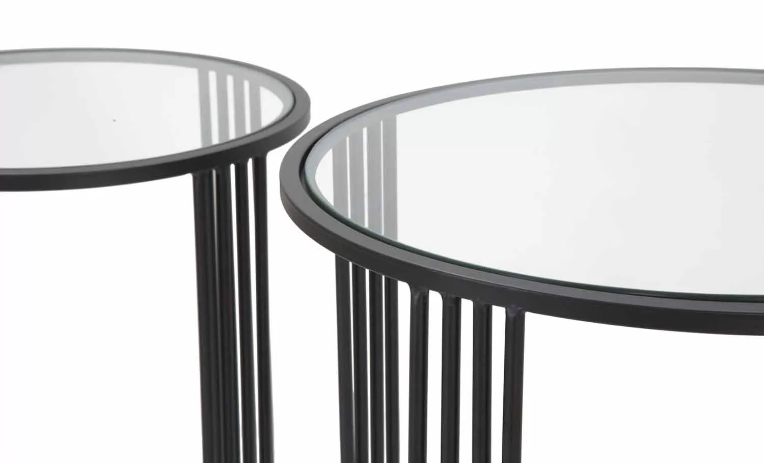Pair Of Round Coffee Tables In Glass And Iron Modern Design - Ezra - Image 3