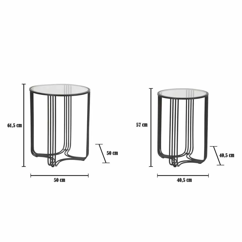 Pair Of Round Coffee Tables In Glass And Iron Modern Design - Ezra - Image 4