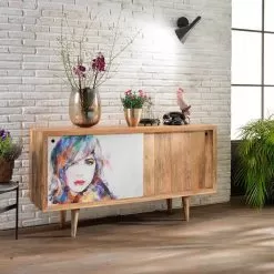 Two Sliding Doors Cupboard Of Design Made Of Mango Wood Cepagatti