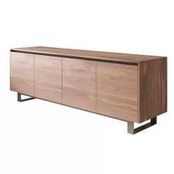 High Wooden Sideboard With Metal Base Made In Italy - Berta