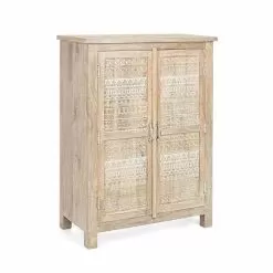 High Sideboard In Hand Decorated Wood With Brass Handles Homemotion - Zotto