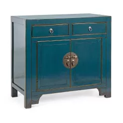 Low Sideboard 2 Doors And 2 Drawers In Blue Elm Wood Homemotion - Konan