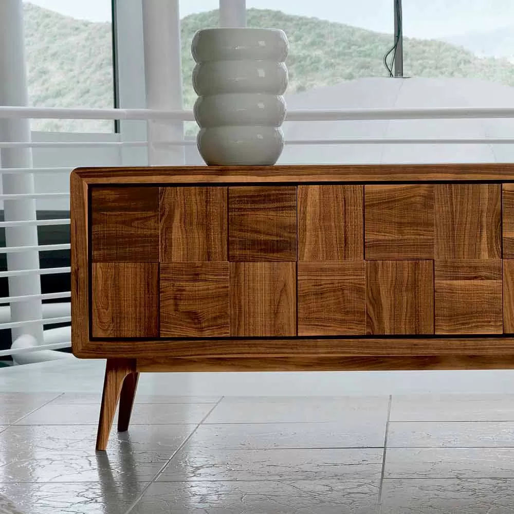 Modern Sideboard Nensi With 3 Doors In Solid Wood, Made In Italy - Image 2