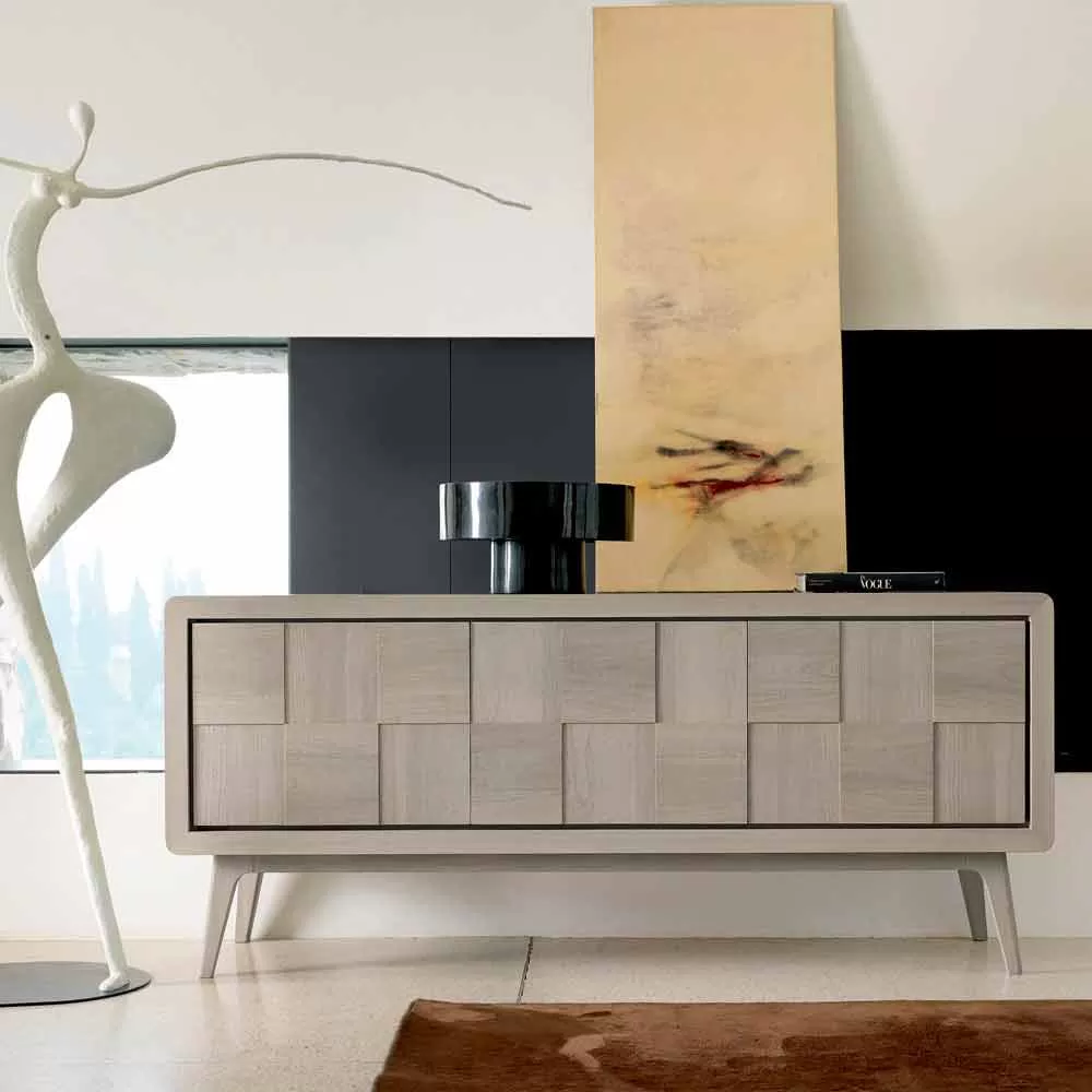 Modern Sideboard Nensi With 3 Doors In Solid Wood, Made In Italy - Image 6