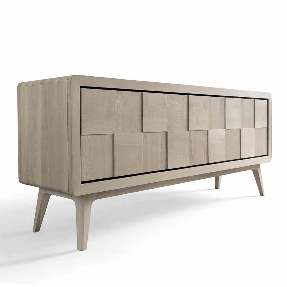 Modern Sideboard Nensi With 3 Doors In Solid Wood, Made In Italy - Image 8