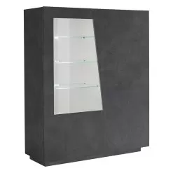 Indoor Sideboard With Showcase And 2 Doors Made In Italy - Popilio