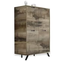 Living Room Sideboard In Laminated Wood With 4 Doors Made In Italy - Carambola