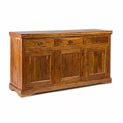 Classic Design Sideboard In Solid Acacia Wood Rustic Finish - Malaya