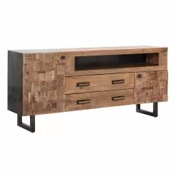 Design Sideboard In Acacia Wood And Iron With 2 Doors And 2 Drawers - Dalya
