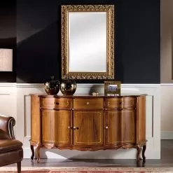 Luxury Sideboard With 3 Doors And 3 Wooden Drawers Made In Italy - Leonor
