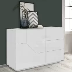 Wooden Sideboard With Hinged Doors And Drawers Made In Italy - Bernice