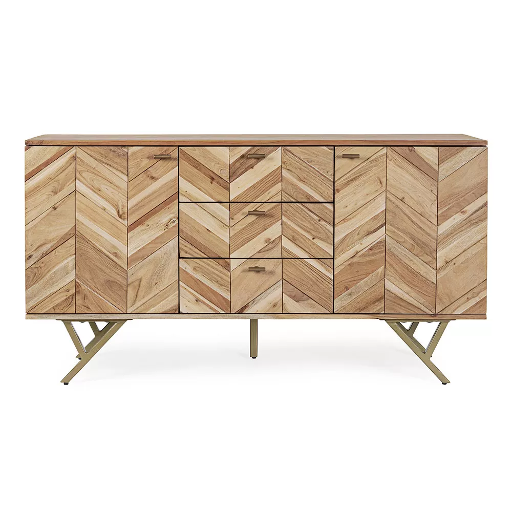 Sideboard In Acacia Wood With 2 Doors And 3 Drawers Design Homemotion - Carla - Image 2