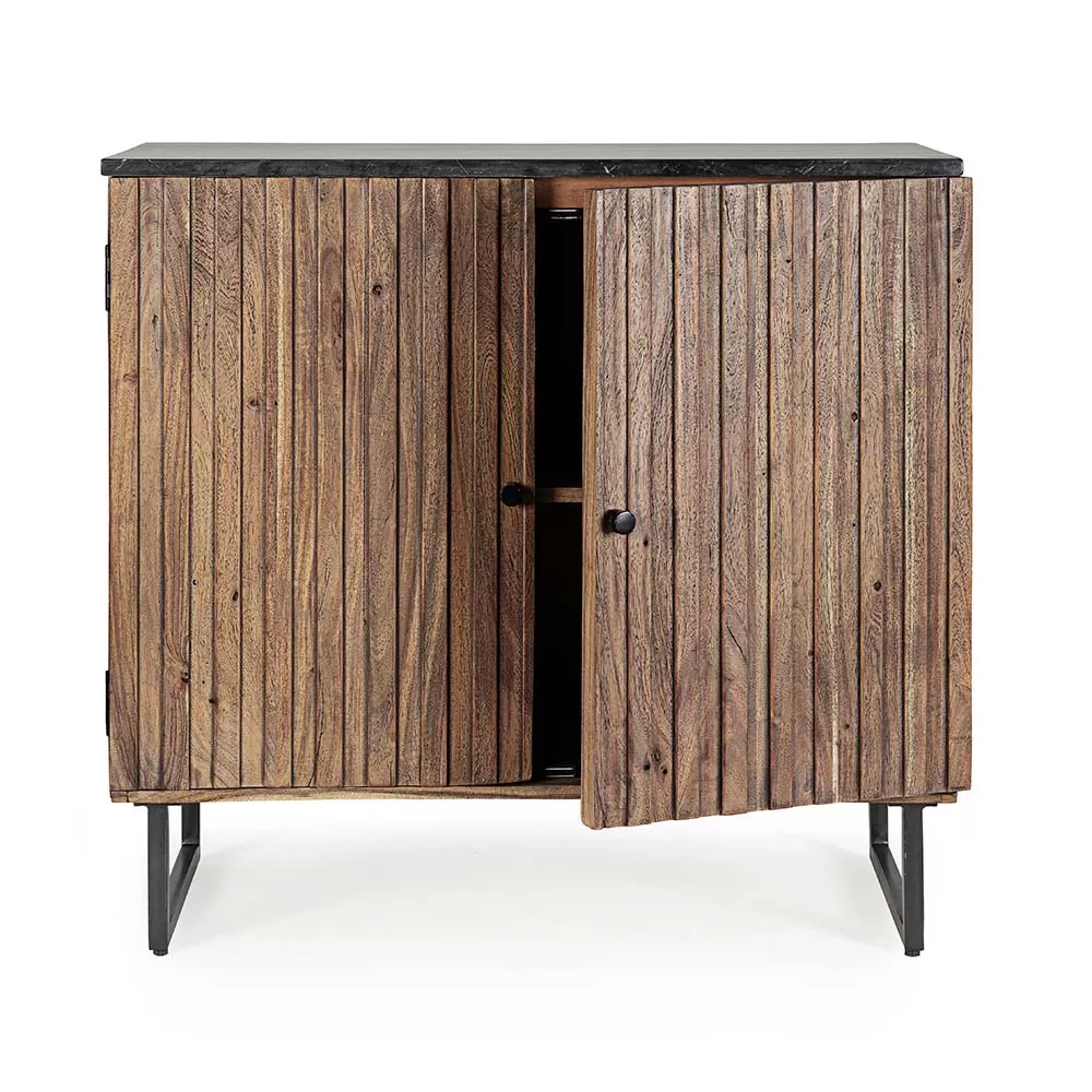 Sideboard In Acacia Wood And Marble Top Of Vintage Design - Syrio - Image 2