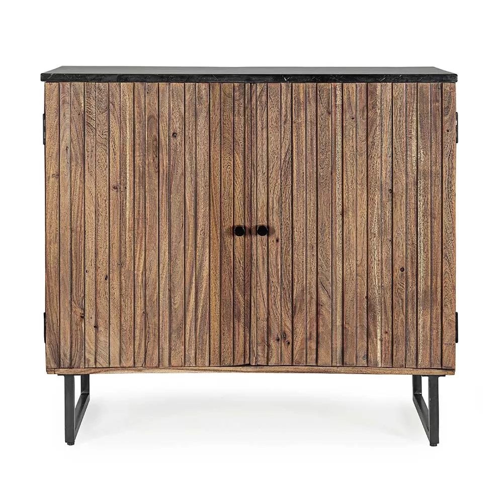Sideboard In Acacia Wood And Marble Top Of Vintage Design - Syrio - Image 3