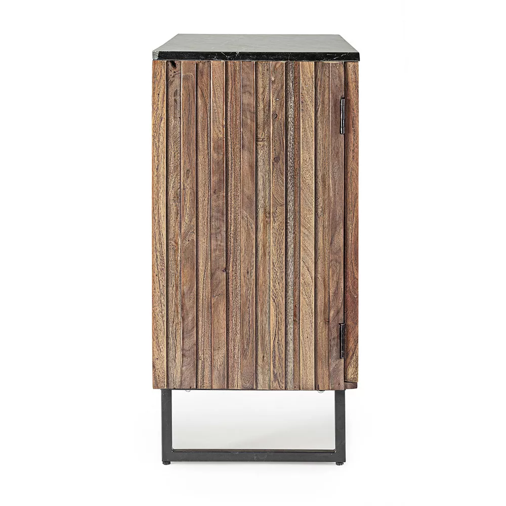 Sideboard In Acacia Wood And Marble Top Of Vintage Design - Syrio - Image 4