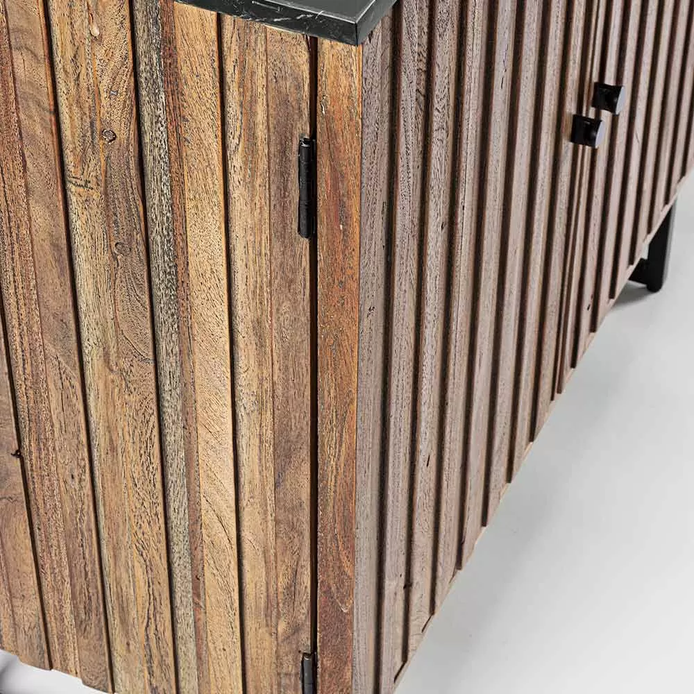 Sideboard In Acacia Wood And Marble Top Of Vintage Design - Syrio - Image 6