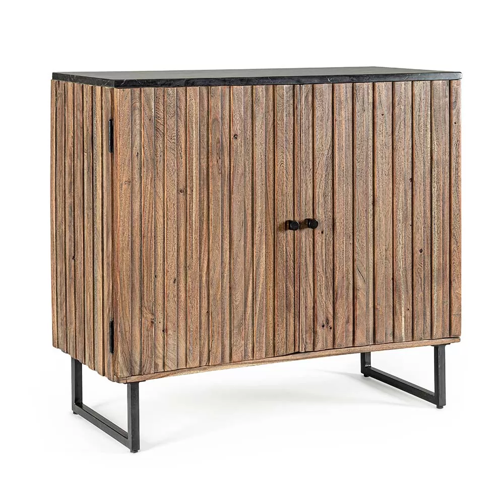 Sideboard In Acacia Wood And Marble Top Of Vintage Design - Syrio