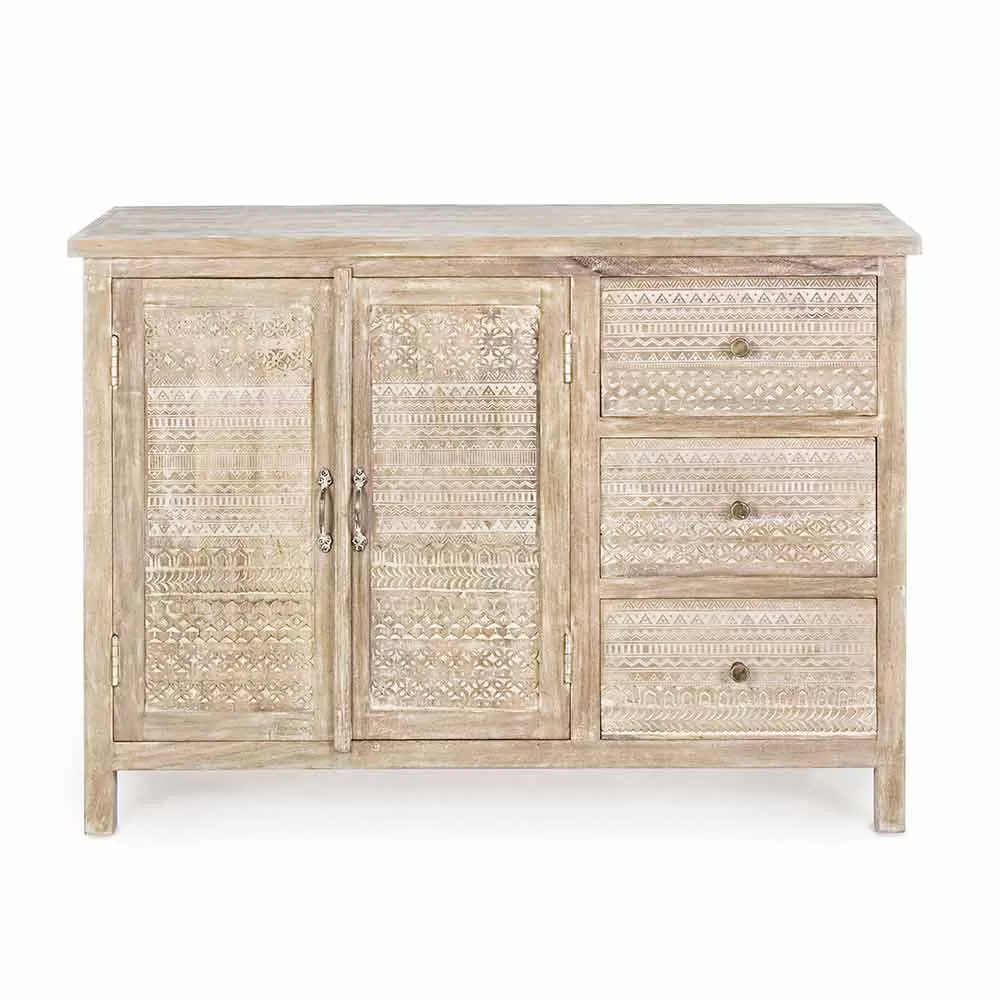 Sideboard In Mango Wood With Hand Inlaid Decorations - Zotto - Image 3