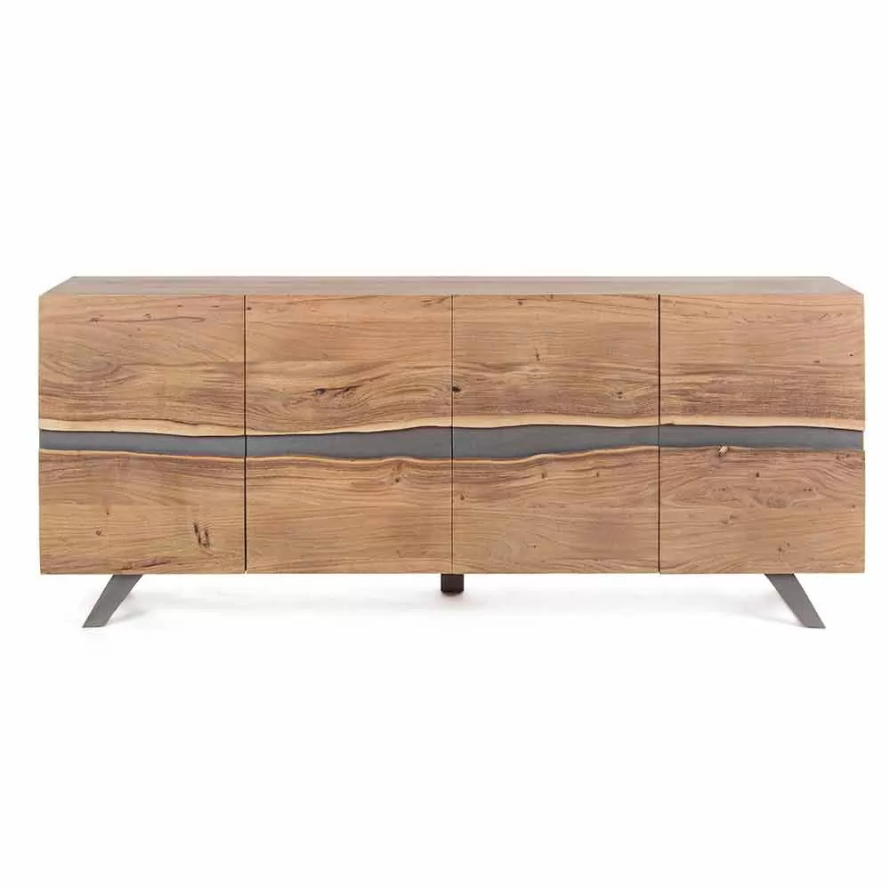 Sideboard In Wood And Painted Steel Modern Design Homemotion - Silvia - Image 2