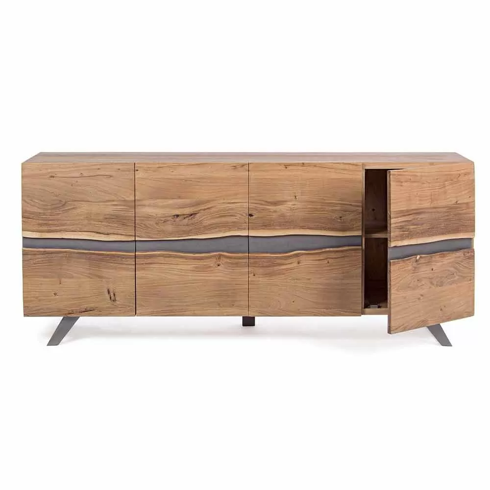 Sideboard In Wood And Painted Steel Modern Design Homemotion - Silvia - Image 3