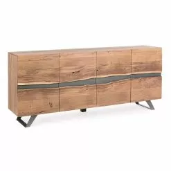 Sideboard In Wood And Painted Steel Modern Design Homemotion - Silvia