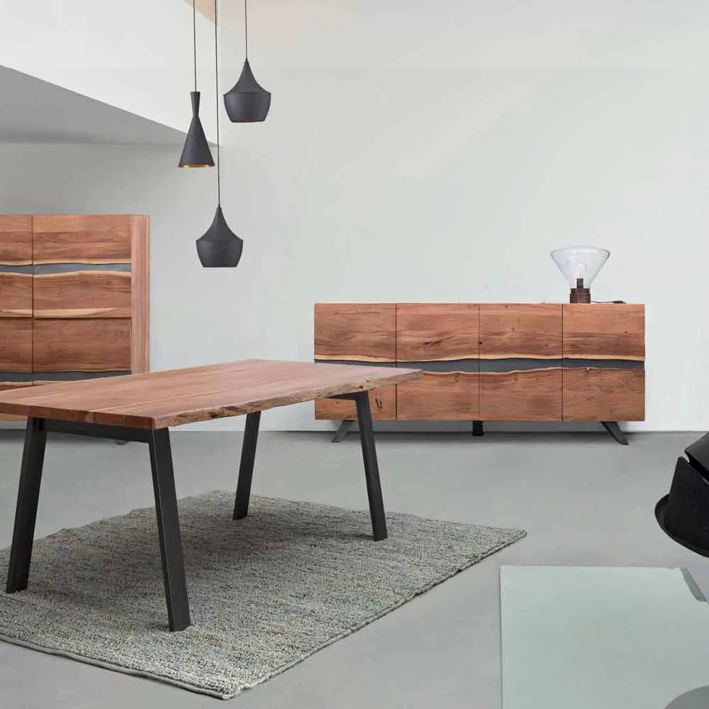 Sideboard In Wood And Painted Steel Modern Design Homemotion - Silvia - Image 7
