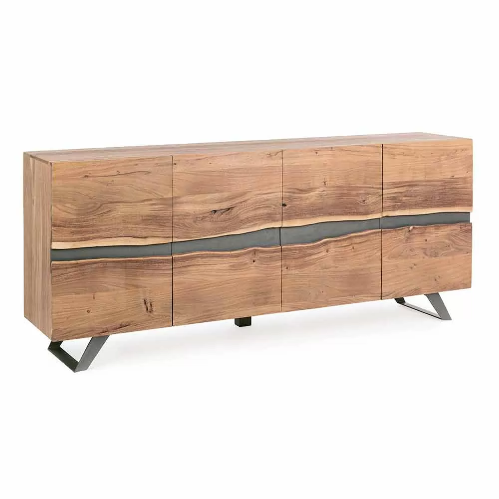 Sideboard In Wood And Painted Steel Modern Design Homemotion - Silvia