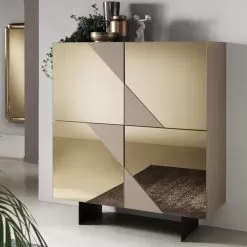 Sideboard In Melamine Coated In Mirror Glass Made In Italy - Morgana
