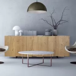 Living Sideboard With 3 Doors In Faux Solid Wood Made In Italy - Khal