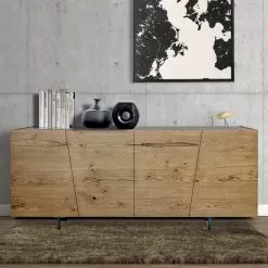 Living Sideboard With 4 Doors In Faux Solid Wood Made In Italy - Khal