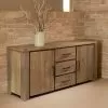 Living Sideboard With 2 Doors And 3 Central Drawers In Recycled Wood - Slide