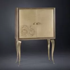 Cupboard Joy With 2 Doors, Made Of Solid Wood And Aniline Leather