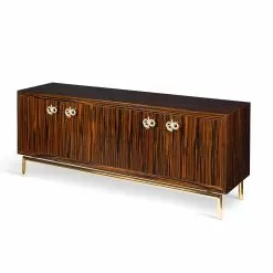 Modern Design Sideboard Ada 2 With 4 Ebony Doors, Glossy Finish