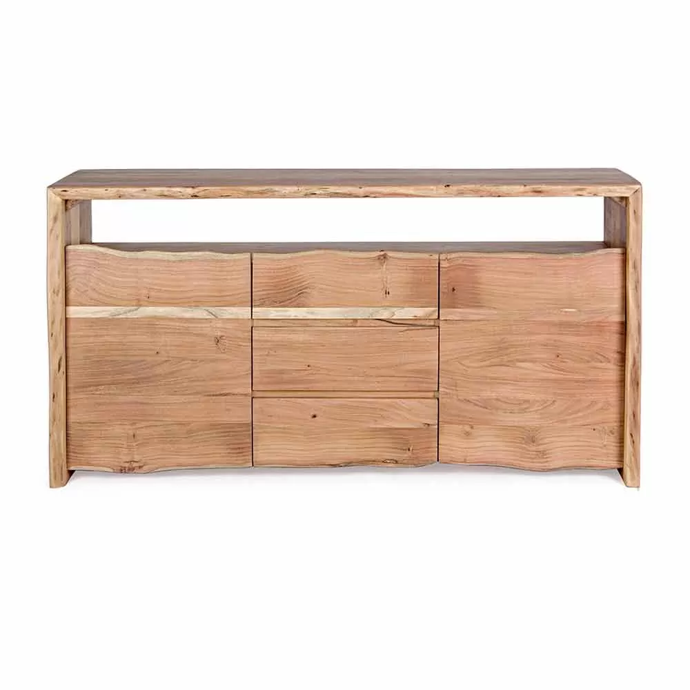 Modern Sideboard In Acacia Wood With 2 Doors And 3 Drawers Homemotion - Lauro - Image 2