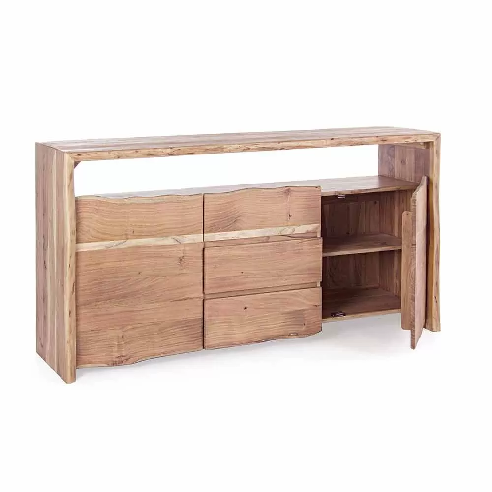 Modern Sideboard In Acacia Wood With 2 Doors And 3 Drawers Homemotion - Lauro - Image 3