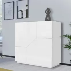 Modern Sideboard In Melamine 2 Rooms With Shelf Made In Italy - Geraldina