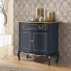 Classic Living Room Sideboard Avio Blue Or Walnut Wood Made In Italy - Chantilly