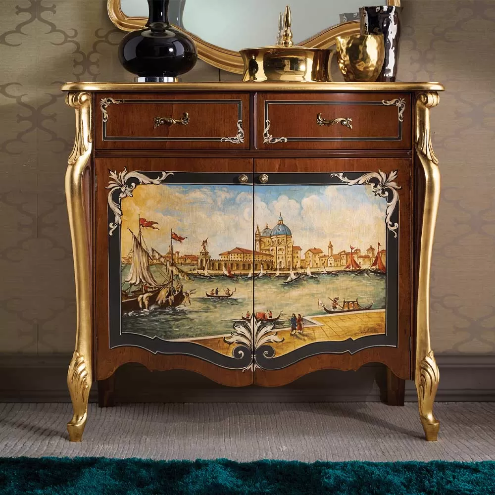 Living Room Sideboard In Wood With Venetian Decoration Made In Italy - Ottaviano - Image 2
