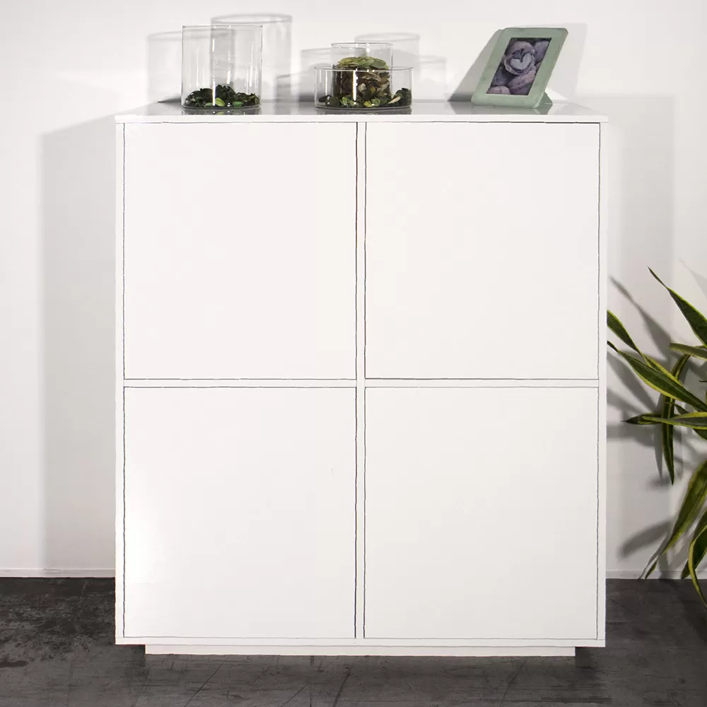 Living Room Sideboard In Melamine Wood With Shelves Made In Italy - Eliana - Image 5