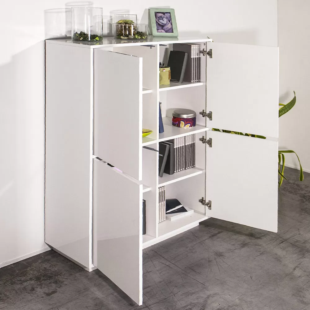 Living Room Sideboard In Melamine Wood With Shelves Made In Italy - Eliana - Image 6