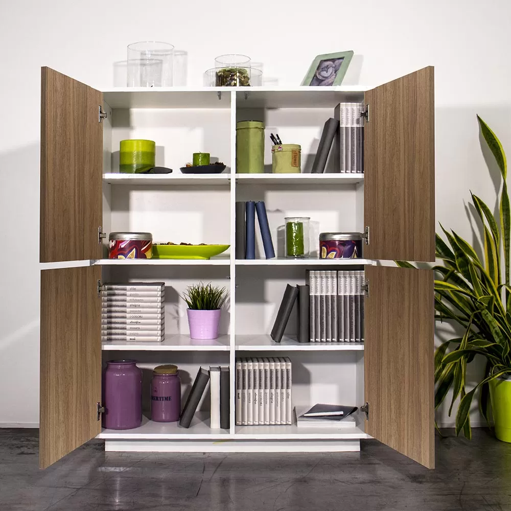 Living Room Sideboard In Melamine Wood With Shelves Made In Italy - Eliana - Image 3