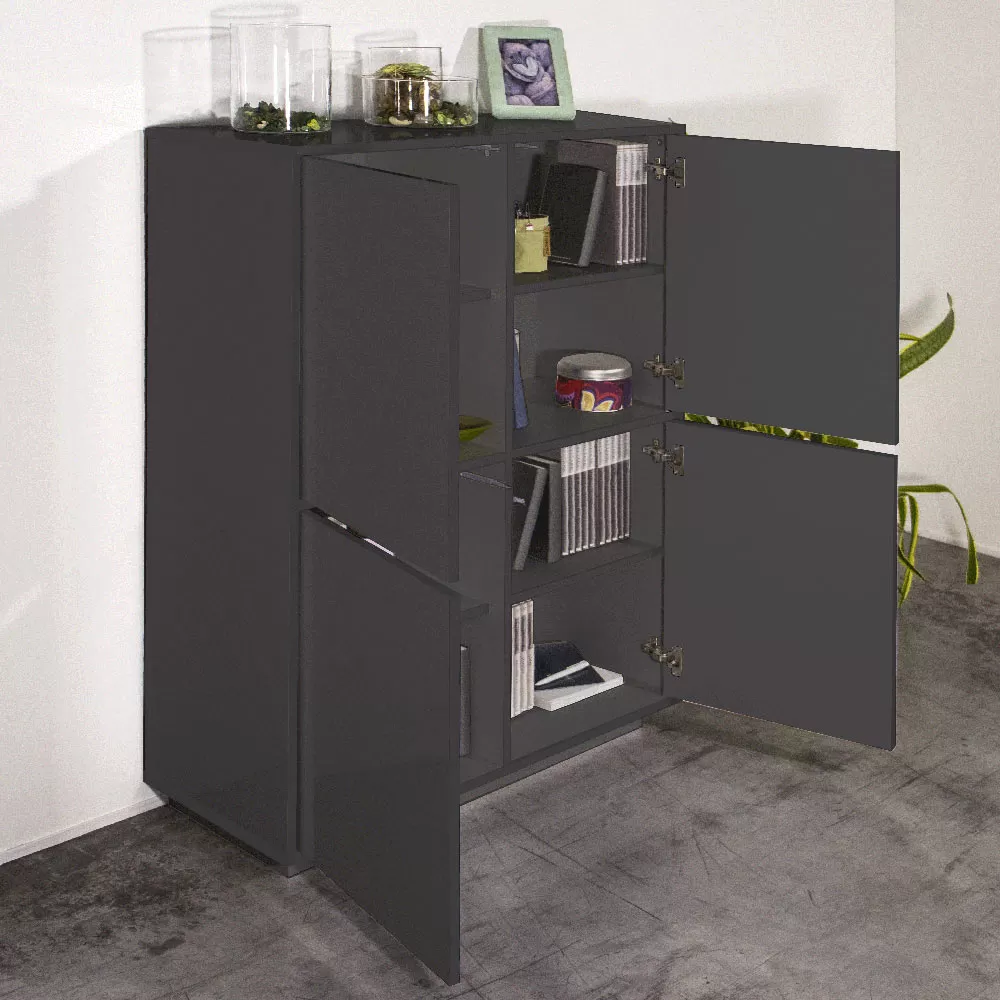 Living Room Sideboard In Melamine Wood With Shelves Made In Italy - Eliana - Image 9