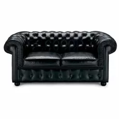 2 Seater Sofa Covered In Leather With Wooden Feet Made In Italy - Idra