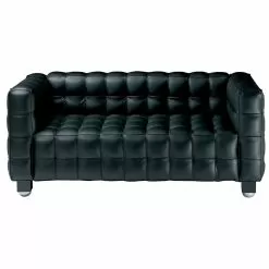 2 Seater Sofa Upholstered In Quilted Effect Leather Made In Italy - Vesuvio