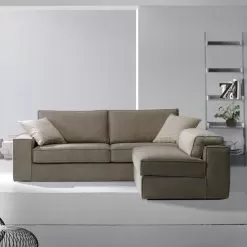 3 Seater Sofa With Reversible Peninsula Armchair Made In Italy - Alsace